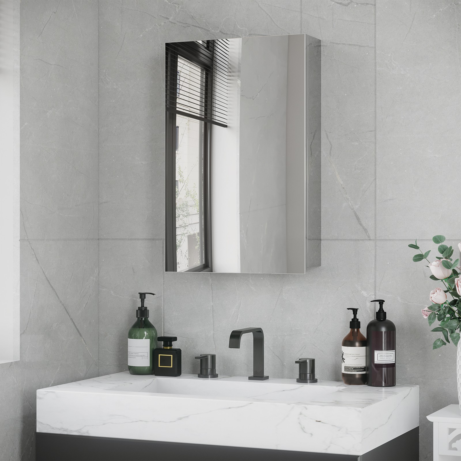Glass Door Hinge - Bathroom Cabinet Wall Mounted Mirror Cabinet