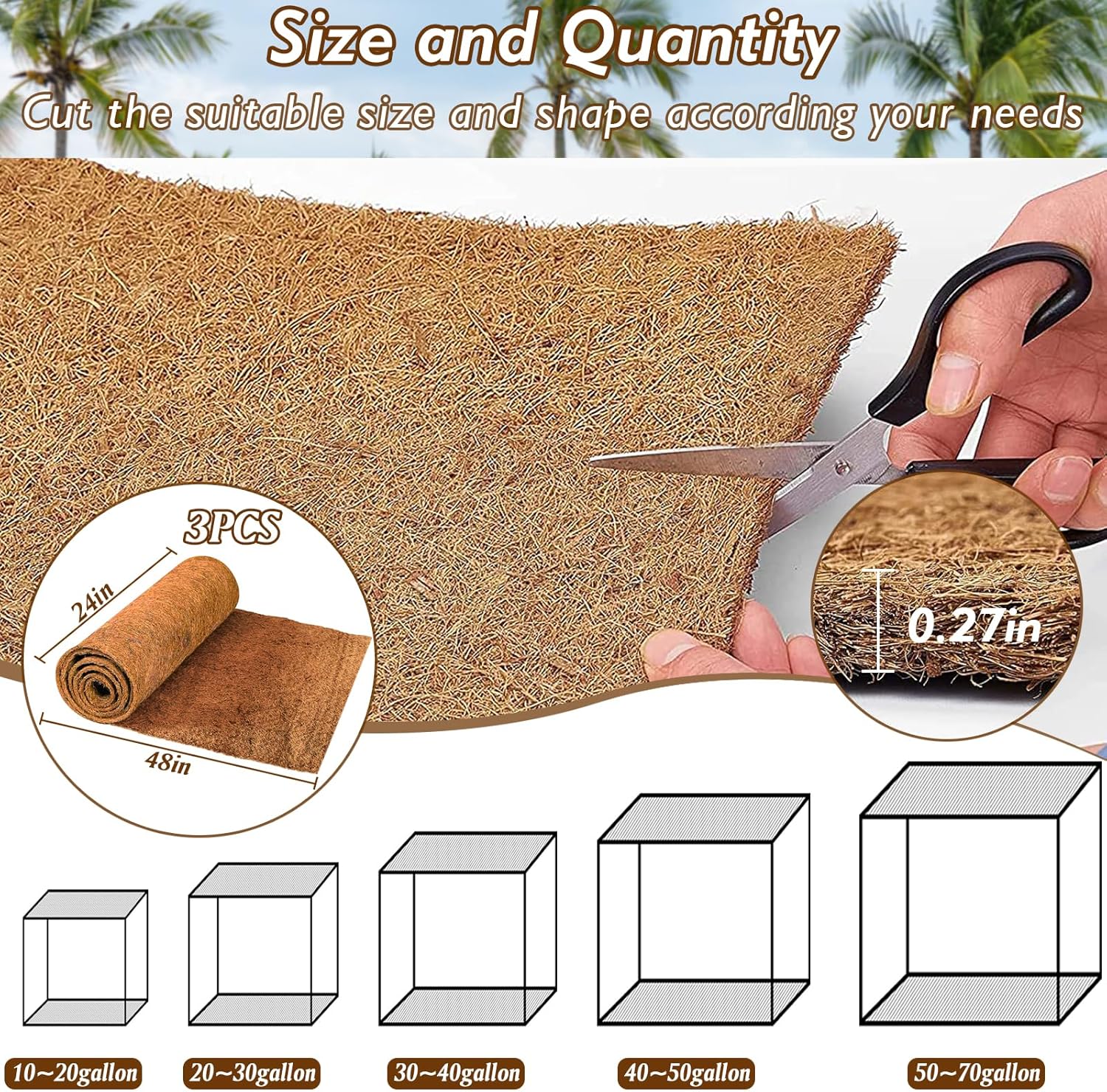 3 Rolls Reptile Carpet, 24x48i - Substrate Coconut Fiber reseña y precio