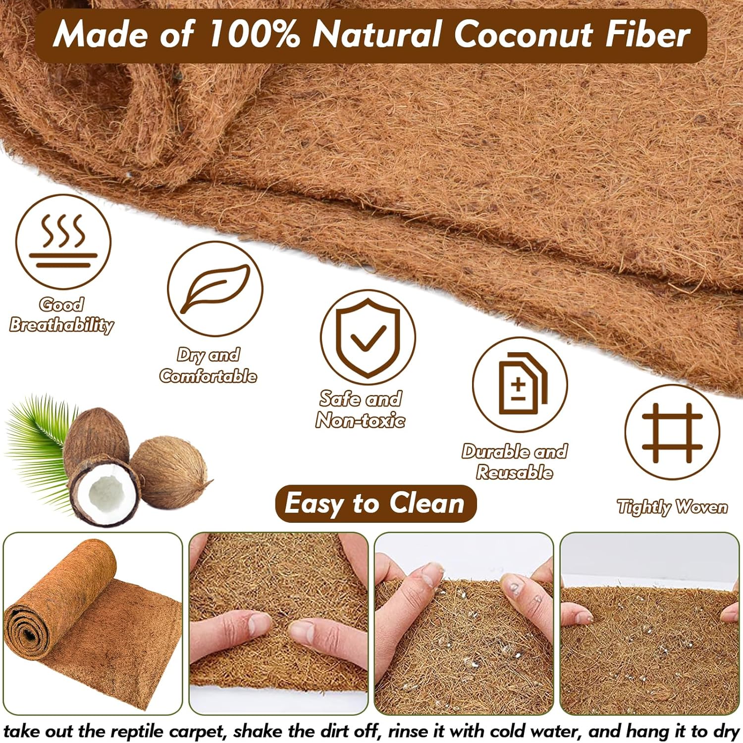 3 Rolls Reptile Carpet, 24x48i - Substrate Coconut Fiber reseña y precio