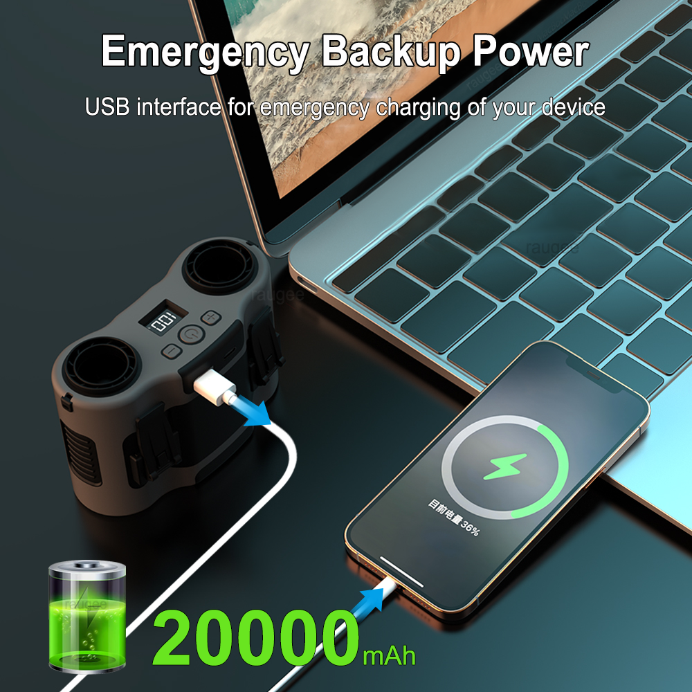 20000mAh Waist Fan Portable Ou - Timer Dual Outlet reseña y precio
