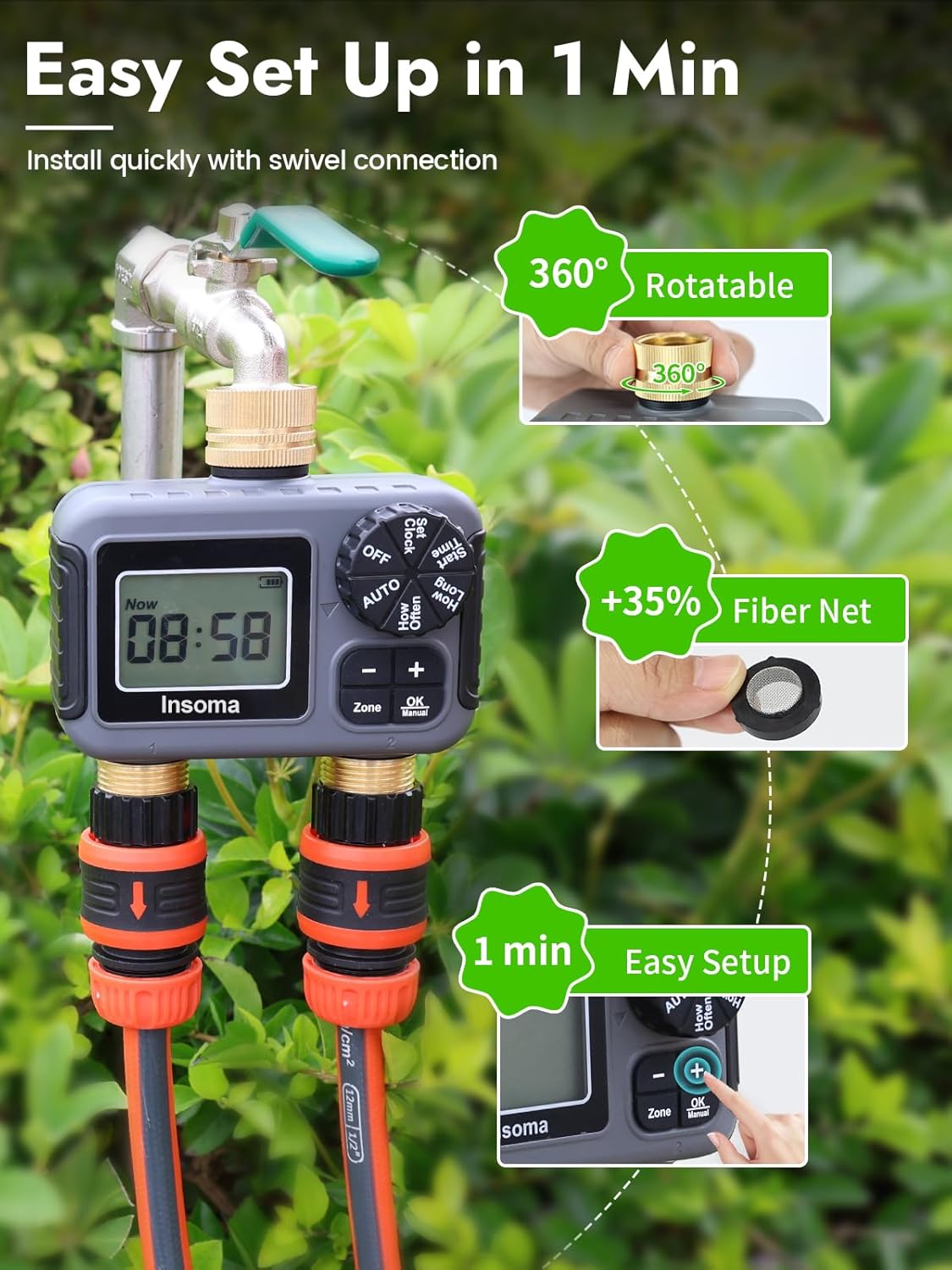 Dual Outlets Smart Irrigation  - Timer Dual Outlet reseña y precio