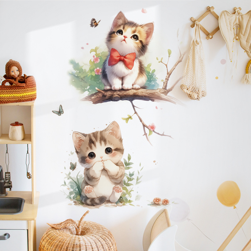 Kawaii Pastel Cat & Butterfly  - Pvc Panel Background reseña y precio
