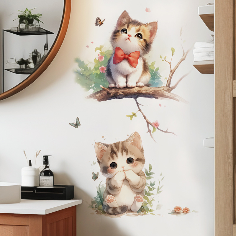 Kawaii Pastel Cat & Butterfly  - Pvc Panel Background reseña y precio