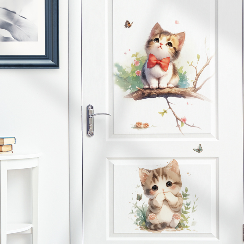 Kawaii Pastel Cat & Butterfly  - Pvc Panel Background reseña y precio