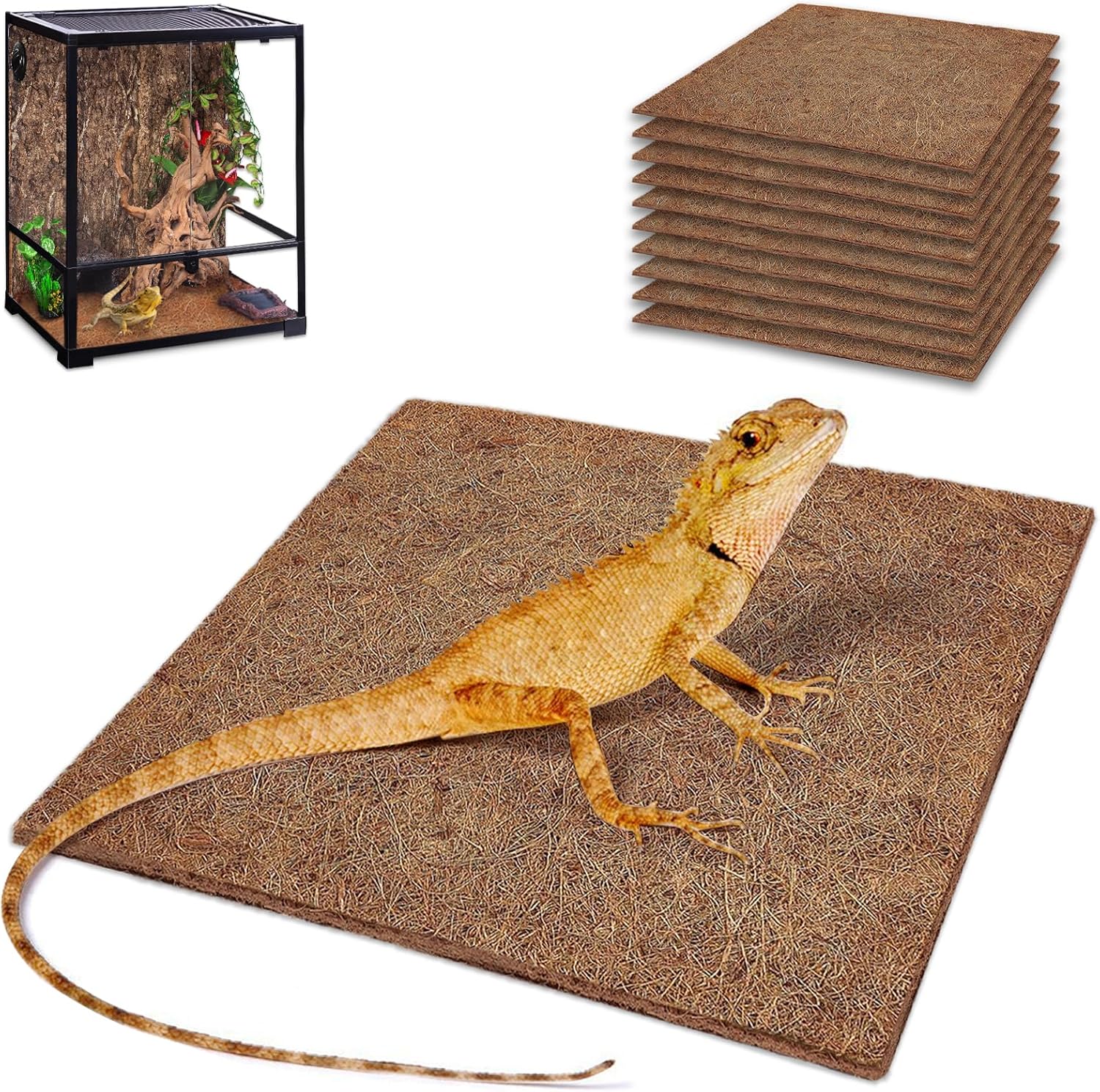 10 Pcs Reptile Carpet, 12x12 i - Substrate Coconut Fiber reseña y precio