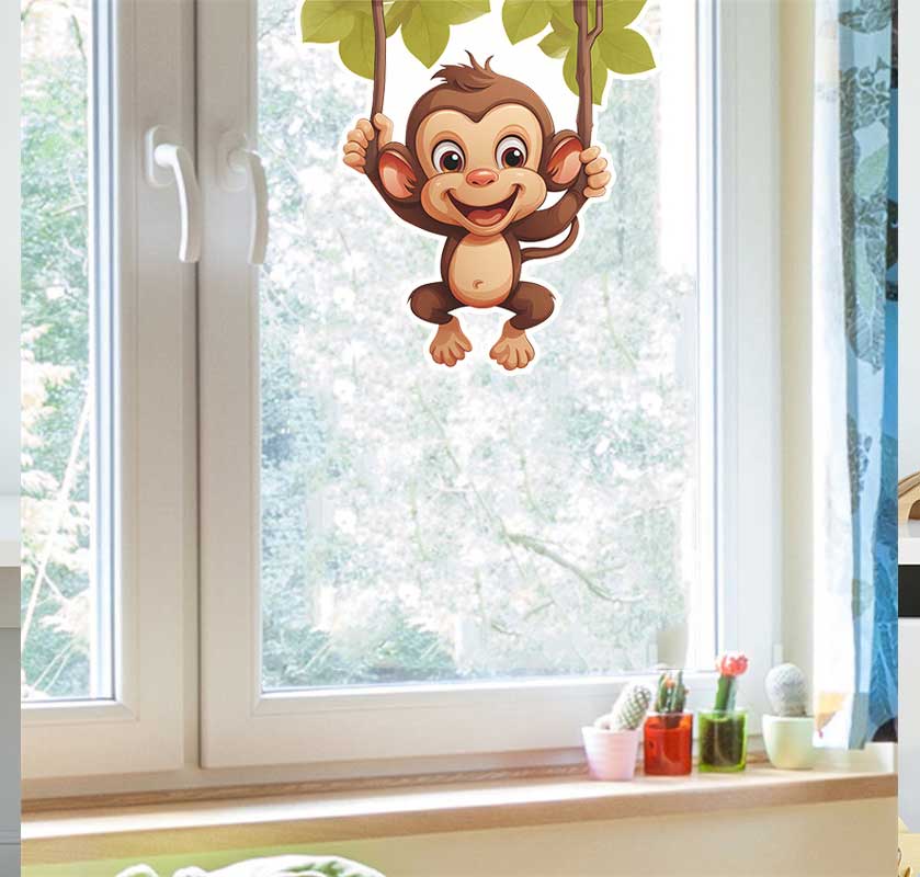 Cute little monkey living room - Pvc Panel Background reseña y precio