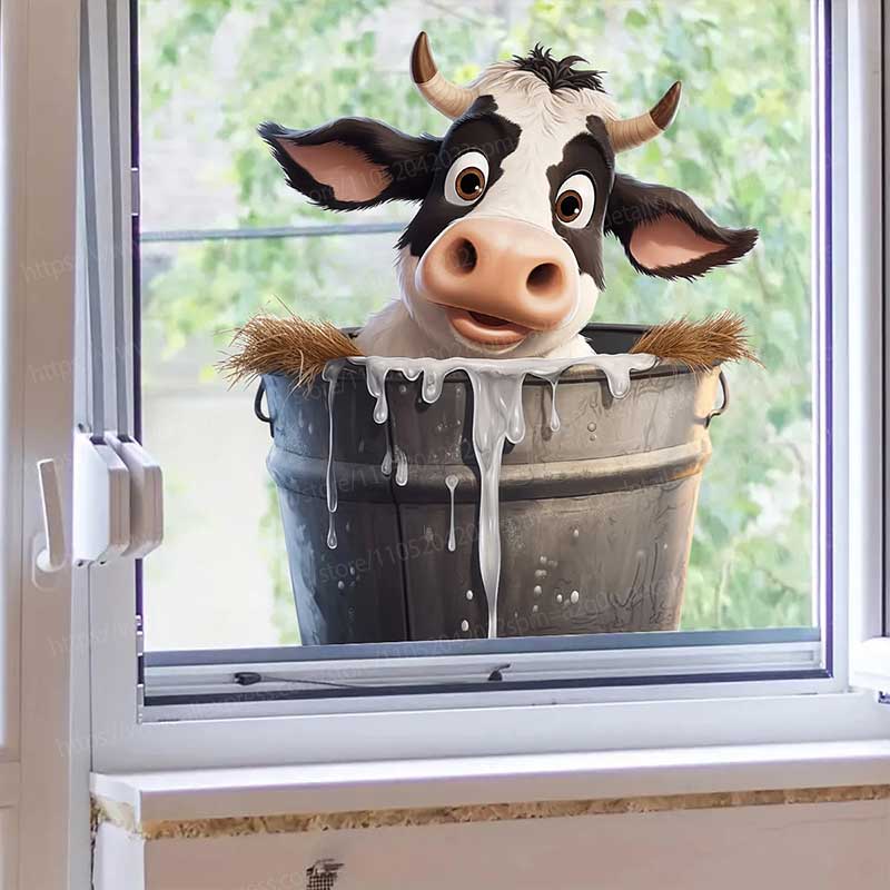 Cute Cow Wall Stickers Self-Ad - Pvc Panel Background reseña y precio