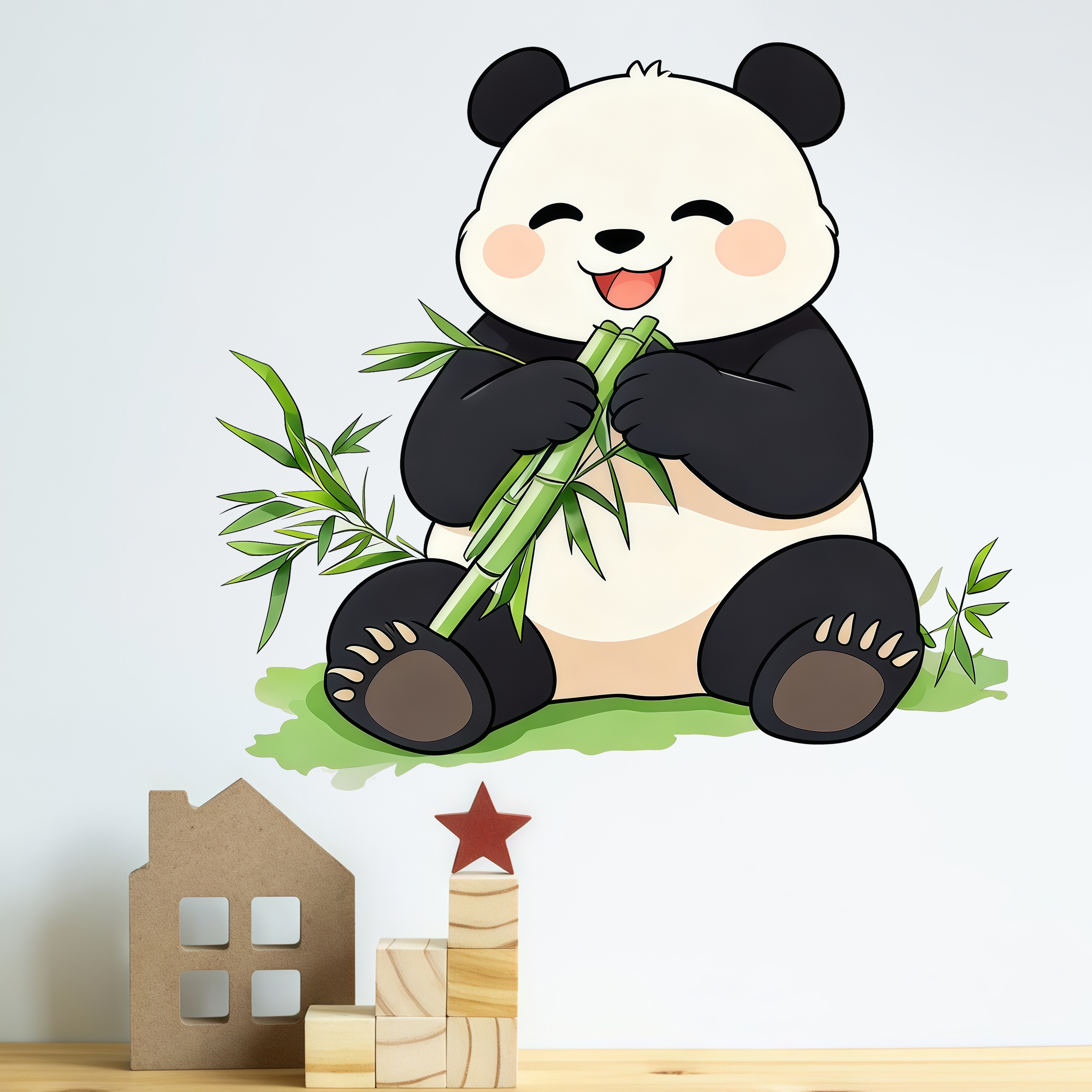 Bamboo And Panda Wall Decals S - Pvc Panel Background reseña y precio