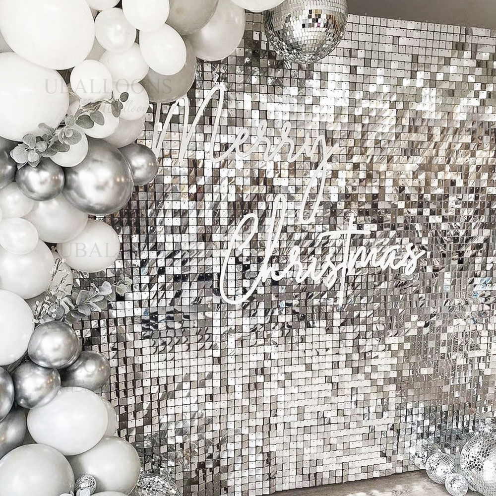 Silver Sequin Wall Backdrop Pa - Pvc Panel Background reseña y precio