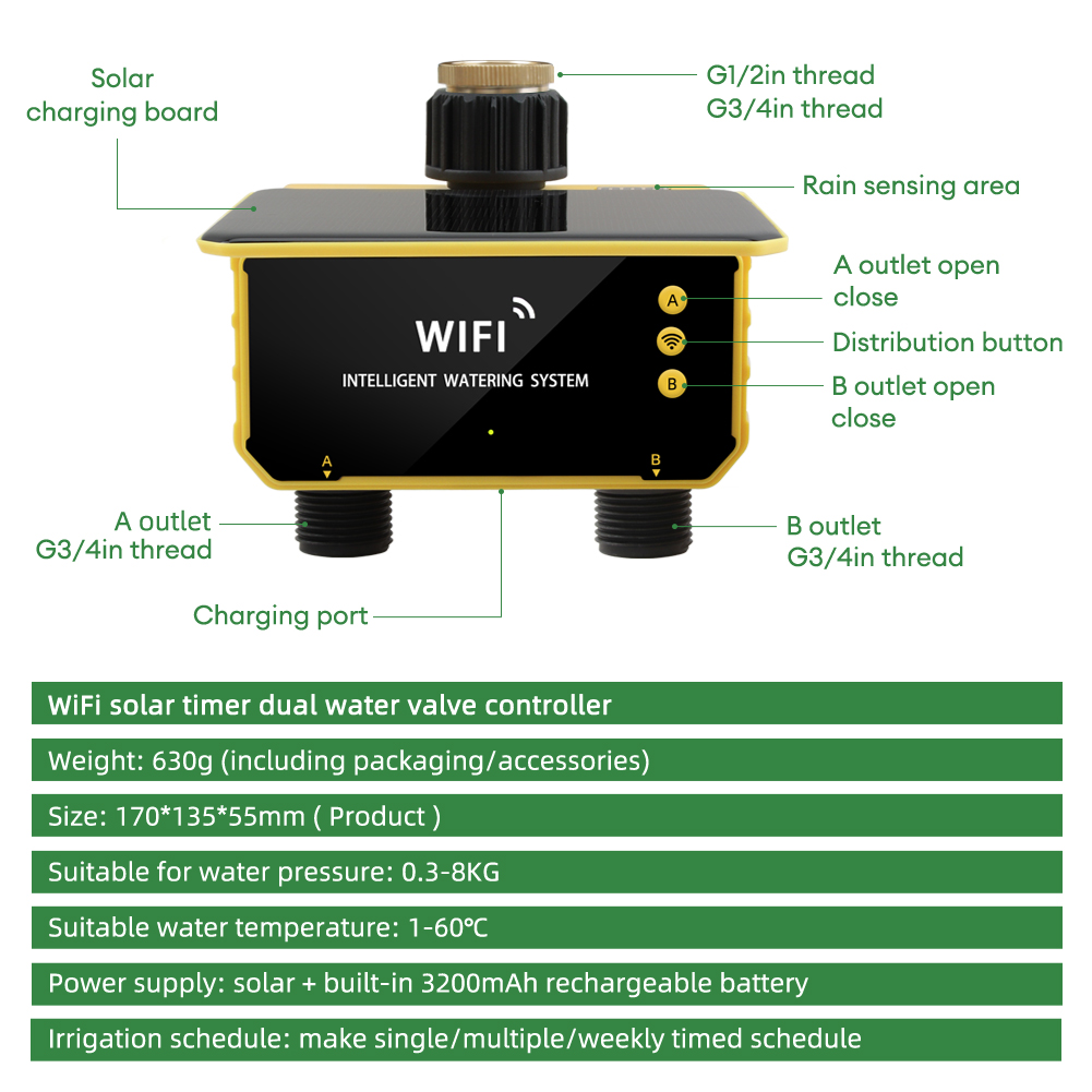 WiFi Solar Timer Dual Water Va - Timer Dual Outlet reseña y precio